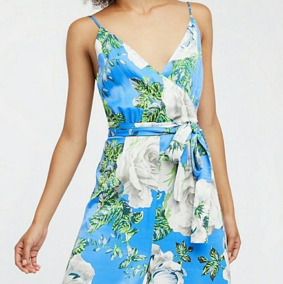 New Free People Cabbage Rose Jumpsuit Romper 4 blu - Picture 3 of 8